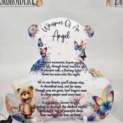 PERSONALISED PRINTED ACRYLIC TEDDY – ANGEL